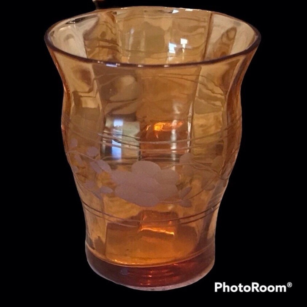 Vintage Amber Nip Glasses Set of 6